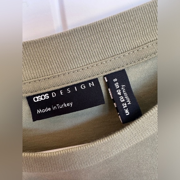 ASOS Peplum T-Shirt Sage Green 100% Cotton Size 8 - Picture 3 of 5